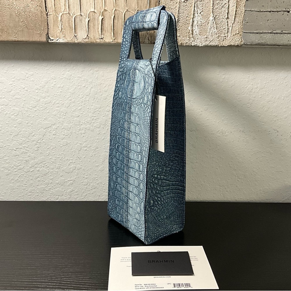 Brahmin Wine Tote Bag DENIM SECOUR Classy Gift Presentation for Spirits ETC. - Picture 8 of 9